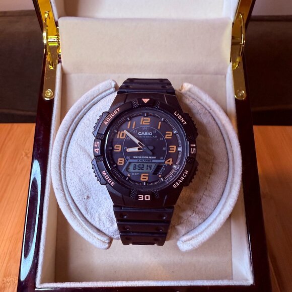 Casio Tough Solar AQ-S800W Analog + Digital Sport Watch Black/Orange, 42mm